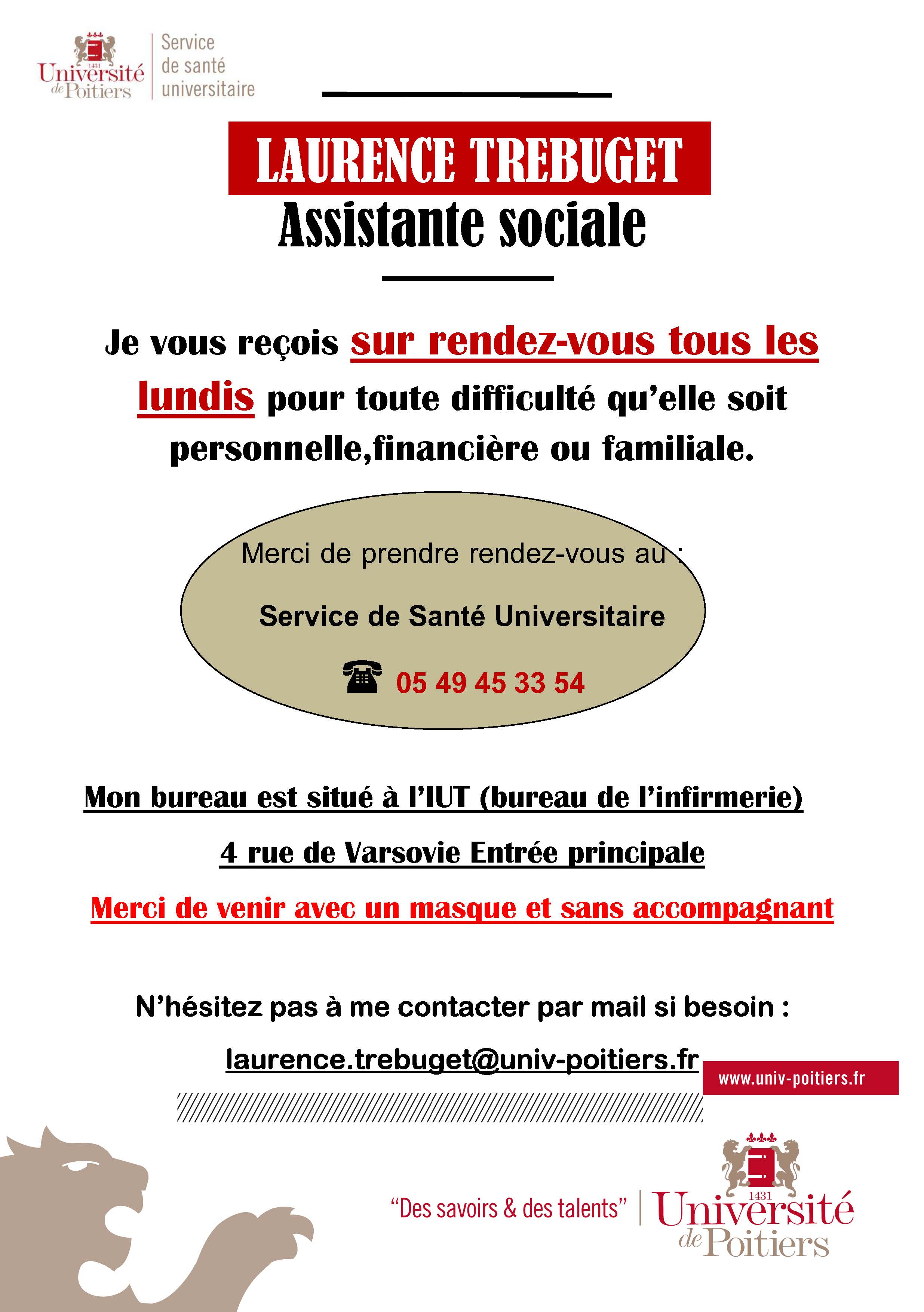 Permanences assistante sociale rentrée 2020